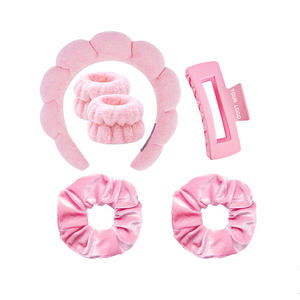 2024 <span class=keywords><strong>Mauri</strong></span> Pink 6 unids/set Twisted Bubble Washing Face Hair Band antideslizante esponja hinchada maquillaje Spa diadema para mujer tela - Product Image 1