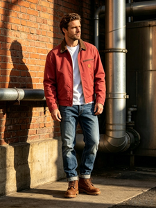 Low MOQ Custom Logo Vintage Washed Canvas Detroit <strong>Jacket</strong> with <strong>Corduroy</strong> Collar for <strong>Men</strong> OEM ODM - Product Image 6
