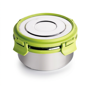 Conteneur Rond en Acier Inoxydable FUSION STEEL, Conteneur Alimentaire Rond en Acier Inoxydable 300 ML, Couvercle Étanche, Compartiment Unique, Style Simple - Product Image 1