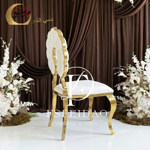 ESFEIDAO Modern Gold Metal Hotel Chair White <b>Cushion</b> Open <b>Back</b> Saber Leg Indoor Commercial Furniture - Product Image 5