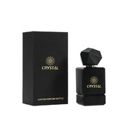 Bouteille de parfum vide rectangulaire noire de luxe personnalisée de 30ml 50ml 100ml avec bouchon noir