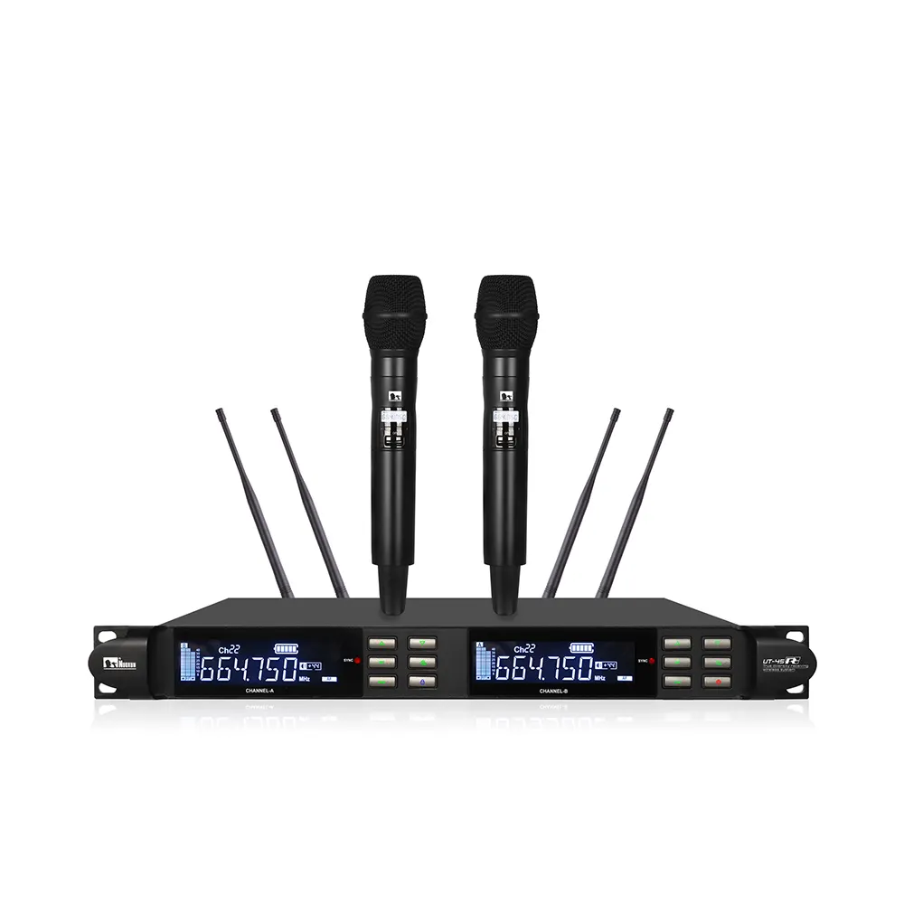 Professional system best quality true diversity two channels wireless handheld microphone