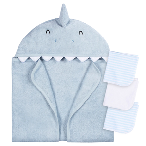 Descuento Máximo 4 piezas Baby Boys Blue Shark <span class=keywords><strong>Toalla</strong></span> y toallitas Material Tamaño Color Personalizar Soporte <span class=keywords><strong>Toalla</strong></span> para bebé - Product Image 1