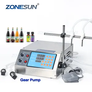 ZONESUN Gear Pump Bottle Water Filler Semi Automatic Liquid Vial Filling Machine for Juice Alcohol Beverage Drink Oil Perfume