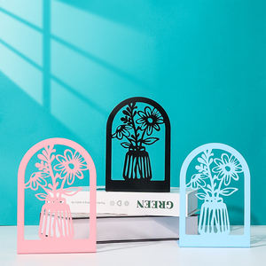 Porte-livres en métal au design squelette moderne et créatif découpé au laser, personnalisable, pour le bureau, la lecture et le rangement de bibliothèque - Product Image 1