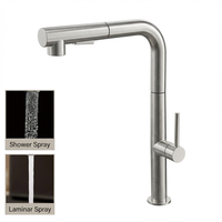 Robinet de cuisine moderne à col long avec douchette extractible 2 fonctions, en acier inoxydable 304, monocommande monotrou avec mitigeur