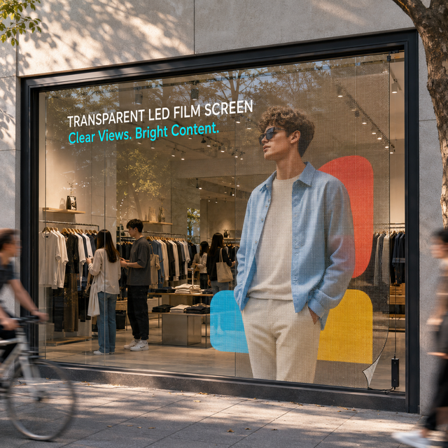 Transparent LED Film Screen for Glass Window Advertising High Transparency Self Adhesive Digital Display