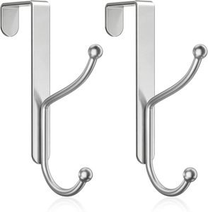 Bathroom 2 <b>Hooks</b> <b>Over</b> <b>the</b> <b>Door</b> DIY Flexible Holder Shelf Rack Metal Hanging Rack - Product Image 1