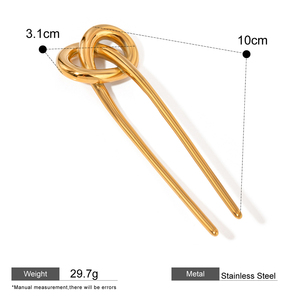Vintage Hair Accessories Stainless Steel 18K Gold Plated Rope Hair <strong>Fork</strong> Smooth Knot Shape Hair <strong>Clip</strong> for Women
