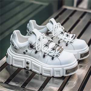 Zhenyue Foot Chunky Sneakers, chaussures décontractées pour hommes, semelle en caoutchouc épaisse, détail métallique, talon plat confortable, US 7 8 9 10 - Product Image 2
