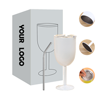 Vaso aislado más nuevo de 10oz, copa de vino de acero inoxidable, copas de vino aisladas con tapa