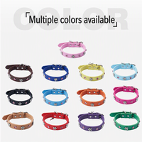 Collier pour animaux de compagnie en cuir PU avec pierres en cristal, prix de gros, réglable, pour petits chiens