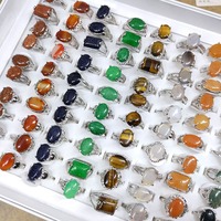 Lot de 100 bagues en gros pour articles de boutique pour la revente bagues en cristal en vrac liquidation de bijoux Anillos De Piedras Naturales