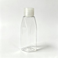 Bouteille en plastique PET transparente de 40 ml en forme de triangle avec bouchon intérieur, double couche, bouchon à vis anti-fuite, emballage pour liquides cosmétiques