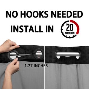 Pas de crochet rideau de douche avec <span class=keywords><strong>Snap</strong></span> in Liner Set rideau de douche gaufré noir pour salle de bain - Product Image 3