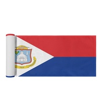 Taplak Meja Poliester Kustom Bendera Saint Martin, Taplak Meja Melindungi Permukaan Meja dari Kotoran untuk Makan Sehari-hari, Pesta
