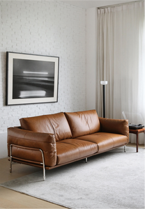 Minimalist isches <span class=keywords><strong>Bauhaus</strong></span> im Vintage-Stil Dreisitzer-Designer-<span class=keywords><strong>Sofa</strong></span> aus schwarzem Leder für kleine Wohnungen - Product Image 4