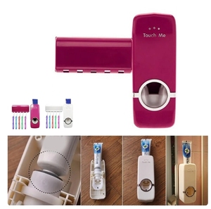 Automatic Toothpaste Dispenser and <b>Toothbrush</b> <b>Holder</b> Set, <b>Wall</b> <b>Mounted</b> <b>Toothbrush</b> Rack, Plastic Bathroom Storage Rack With - Product Image 6