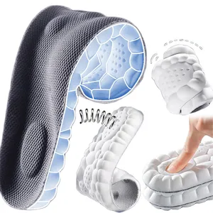 Semelles de sport 4D à absorption des chocs Semelle orthopédique souple et respirante à haute élasticité Coussinet de chaussure de course pour hommes femmes Semelle de massage en latex