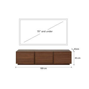 AJUNION <strong>Dark</strong> Walnut Entertainment Unit Compact Apartment Living Room <strong>TV</strong> Cabinet Media Console Table <strong>TV</strong> <strong>Stand</strong> with 3 Cabinets - Product Image 3