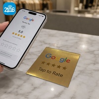Panneau de table NFC 215 personnalisé de luxe en PVC acrylique doré brossé argenté 10x10cm pour avis Google sur les restaurants