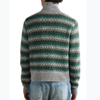 Pull cardigan en tricot à rayures jacquard décontracté pour homme à manches longues
