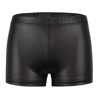 Pantalones Cortos de Gimnasia Metálicos Brillantes en Dorado y Negro para Niños, Alta Elasticidad, Entrega Rápida, Ropa de Baile en Stock