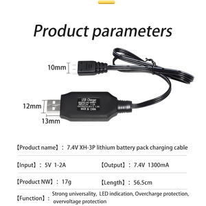 โรงงาน 7.4V 1300mA quadcopter แบตเตอรี่ป้องกันชาร์จเร็ว USB Micro รีโมทคอนโทรลของเล่นชาร์จสาย - Product Image 3