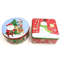 Ensemble de boîtes en étain de Noël personnalisées, vides, de différentes formes, rondes, pour biscuits, boîtes cadeaux, boîtes en étain carrées pour bonbons