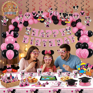 Décorations suspendues en spirale sur le thème de <span class=keywords><strong>Mickey</strong></span> et Minnie, fournitures de fête d'anniversaire pour enfants, ensembles de décorations de fête avec bannière et ballons - Product Image 2