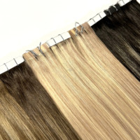 Extensions de cheveux humains à bandes adhésives invisibles, double épaisseur, qualité professionnelle, cheveux vierges Remy avec cuticules intactes, pour cheveux courts