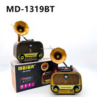 ELETREE MD-1318BT Enceinte Bluetooth sans fil en forme de tourne-disque rétro, style vintage, radio AM FM SW