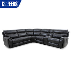 Canapé d'angle électrique <span class=keywords><strong>MANWAH</strong></span> en similicuir vegan noir moderne avec structure métallique pour salon, fauteuil inclinable surdimensionné - Product Image 4