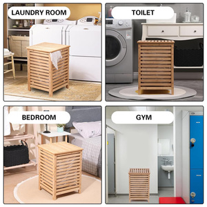 Cesto Portabiancheria Quadrato in Bambù CF con Fodera Rimovibile e Coperchio Apribile, 15 Pollici, Cesto Portabiancheria in Legno Naturale per Bagno e Camera da Letto - Product Image 5