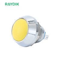 Saklar tombol tekan daya IP66 elektrik, tipe kubah logam 12mm on Off 12 Volt AC Mini