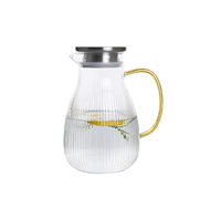 Bouilloire à thé en verre Wonder 1400 ml avec couvercle, poignée en verre, écologique, passe au lave-vaisselle, service de table minimaliste pour la maison
