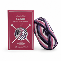 Kit complet pour la confection d'écharpes avec fil en mélange de laine couleur figues fraîches et aiguilles à tricoter, plus tutoriel vidéo en ligne pour débutants