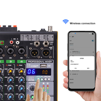 Console de mixage audio portable DSP 4 canaux, système sonore, USB BT 48V Phantom, microphone sans fil intégré, amplificateur de mixage DJ