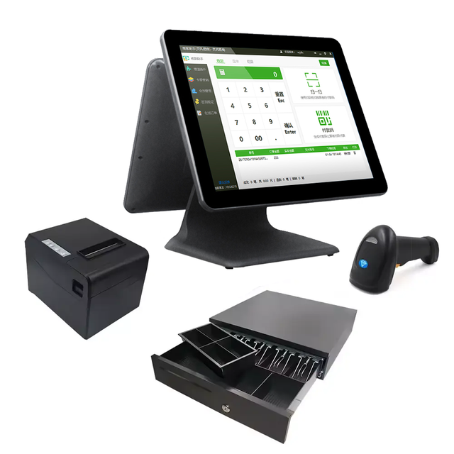 Factory OEM 15+14 Inch All in One POS Machine 15+14 Inch Dual Screen POS Terminal Touch Screen Pos Systems