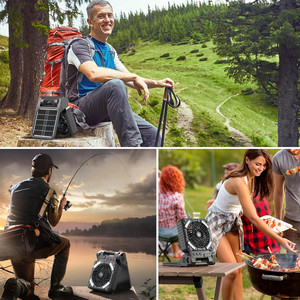 Ventilatore Solare da Campeggio con Luce, 4 Velocità, Ricaricabile a Batteria - Product Image 1
