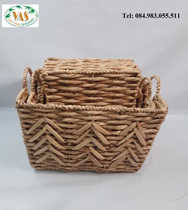 Cesta de Almacenamiento Tejida a Mano con Jacinto de Agua, Ecológica y Moderna, con Asa, Forma Ovalada, Multiusos, Marca Viet Anh, Hecha en Vietnam - Product Image 5
