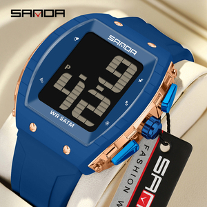 SANDA 6222 Tonneau en forma de estudiante multifuncional ancianos voz sincronización Uhr reloj electrónico Digital resistente al agua para regalos de ancianos - Product Image 4