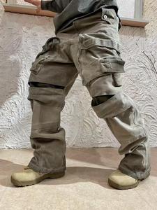 <span class=keywords><strong>Pantaloni</strong></span> da strada personalizzati da uomo <span class=keywords><strong>pantaloni</strong></span> Cargo Vintage elasticizzati sporchi e lavati Jeans Cargo Multi tasca - Product Image 2