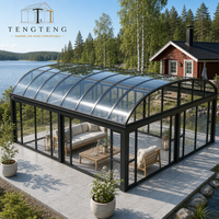 Véranda mobile moderne en aluminium et verre préfabriquée avec un design d'enceinte extérieure en verre pour serres et villas résidentielles