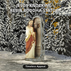 รูปปั้นพระพุทธรูปและพระเยซูเคาะประตู ทำจากเรซิ่น ทาสีด้วยมือ กันน้ำ งานศิลปะทางศาสนาคริสต์ ของสะสม - Product Image 2