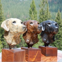Statue de tête de chien en bronze, 30 cm, décoration de table