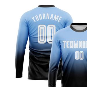 High Quality Mens Fade Color <b>Long</b> Sleeve Soccer Jersey Football Practice <b>Match</b> Shirt Breathable Sports Uniform for Men Teams - Product Image 3