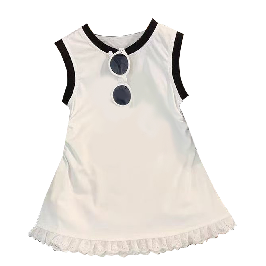 Summer Girls Fashionable Vest Dress in Solid Color O- Neck New Fashion Little Girls Casual Dress for Summer Outfits