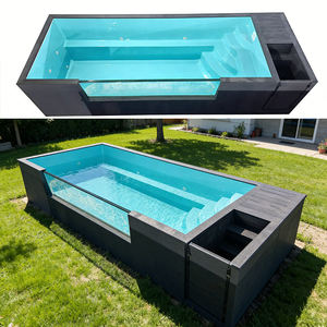 Piscine hors sol en fibre de verre pour la famille, avec toboggan aquatique, accessoires, résistante aux UV, non corrosive, équipement extérieur - Product Image 1