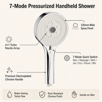 Pommeau de douche à main filtré haute pression, fin et large, avec mode brume, finition chromée, pour usage hôtelier